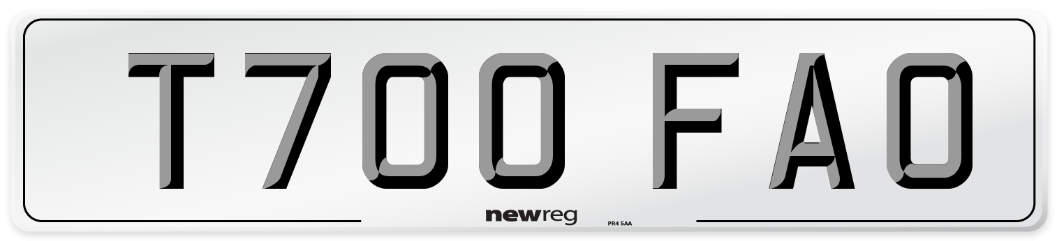 T700 FAO Number Plate from New Reg